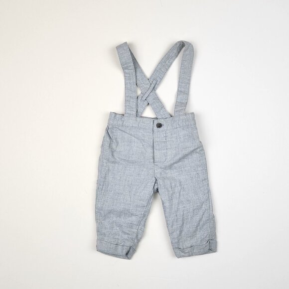 Janie and‎ Jack Baby Cotton Suspender Pants Gray sz 0-3 months - Picture 1 of 9